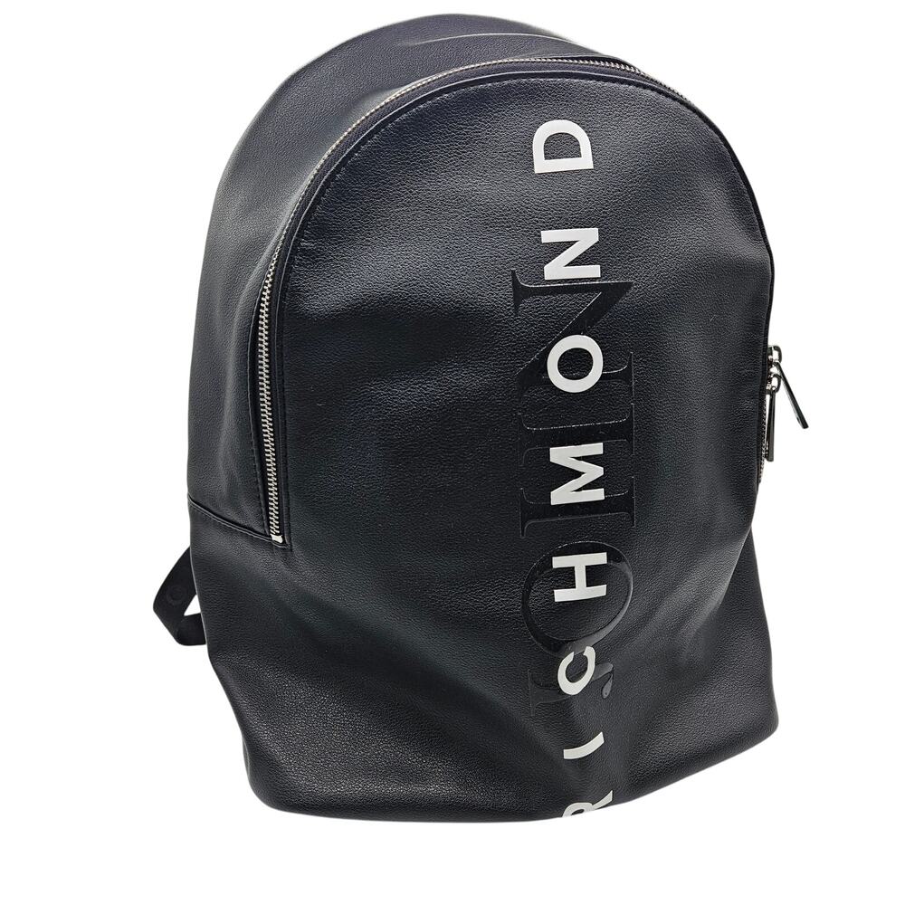 JOHN RICHMOND Backbag Bookbag NWOT Black Faux Leather